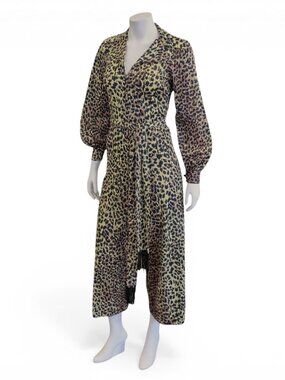 Vintage 1970s LEVOY'S Leopard Print Zip-Front Jumpsuit * Medium
